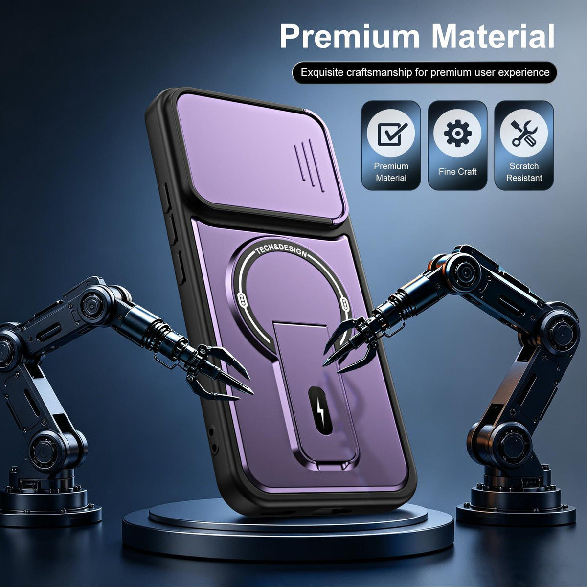 For Tecno Pova Curve 2 5G Sliding Camshield Holder Magnetic Phone Case - Black - EDA009987903B