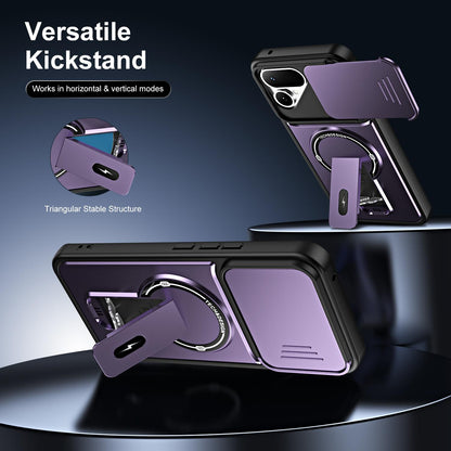 For Tecno Pova Curve 2 5G Sliding Camshield Holder Magnetic Phone Case - Black - EDA009987903B