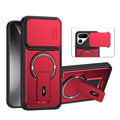For Tecno Pova Curve 2 5G Sliding Camshield Holder Magnetic Phone Case - Red - EDA009987903C
