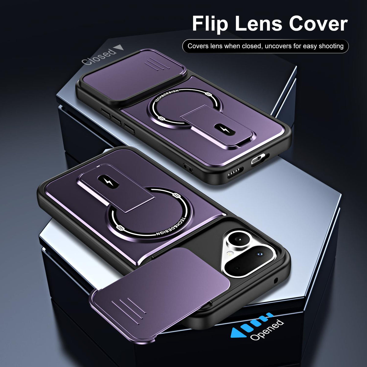 For Tecno Pova Curve 2 5G Sliding Camshield Holder Magnetic Phone Case - Red - EDA009987903C