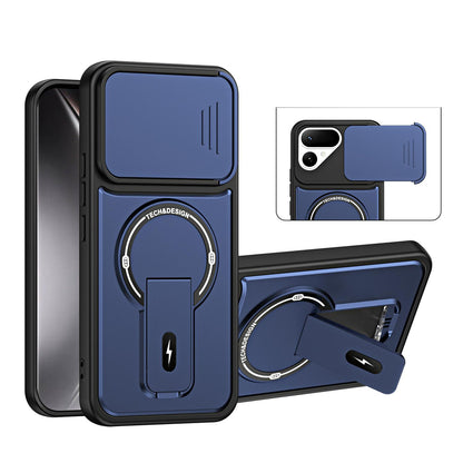 For Tecno Pova Curve 2 5G Sliding Camshield Holder Magnetic Phone Case - Blue - EDA009987903D