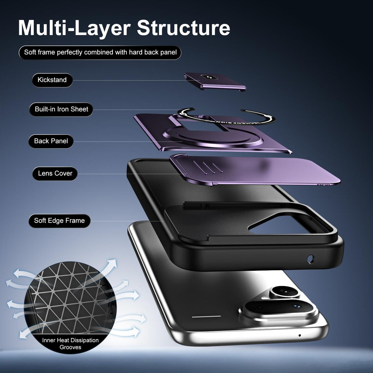 For Tecno Pova Curve 2 5G Sliding Camshield Holder Magnetic Phone Case - Purple - EDA009987903E