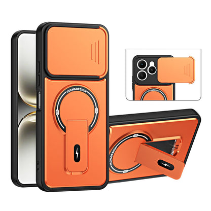 For Tecno Spark 40 4G Sliding Camshield Holder Magnetic Phone Case - Orange - EDA009987904A