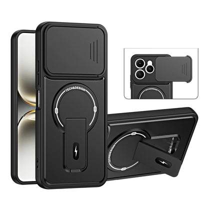 For Tecno Spark 40 4G Sliding Camshield Holder Magnetic Phone Case - Black - EDA009987904B