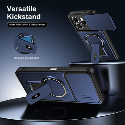 For Tecno Spark 40 4G Sliding Camshield Holder Magnetic Phone Case - Black - EDA009987904B