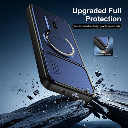 For Tecno Spark 40 4G Sliding Camshield Holder Magnetic Phone Case - Black - EDA009987904B