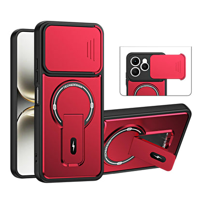 For Tecno Spark 40 4G Sliding Camshield Holder Magnetic Phone Case - Red - EDA009987904C