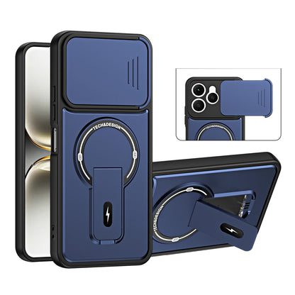 For Tecno Spark 40 4G Sliding Camshield Holder Magnetic Phone Case - Blue - EDA009987904D