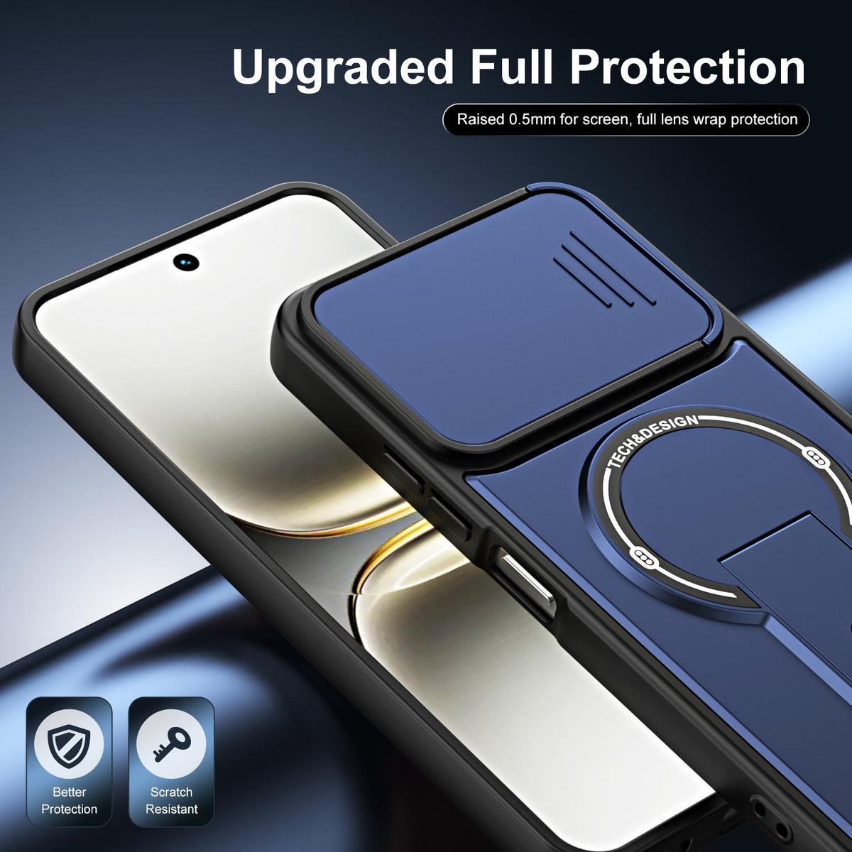 For Tecno Spark 40 4G Sliding Camshield Holder Magnetic Phone Case - Blue - EDA009987904D