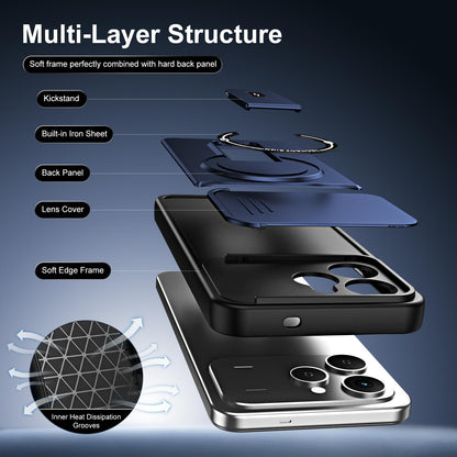 For Tecno Spark 40 4G Sliding Camshield Holder Magnetic Phone Case - Blue - EDA009987904D