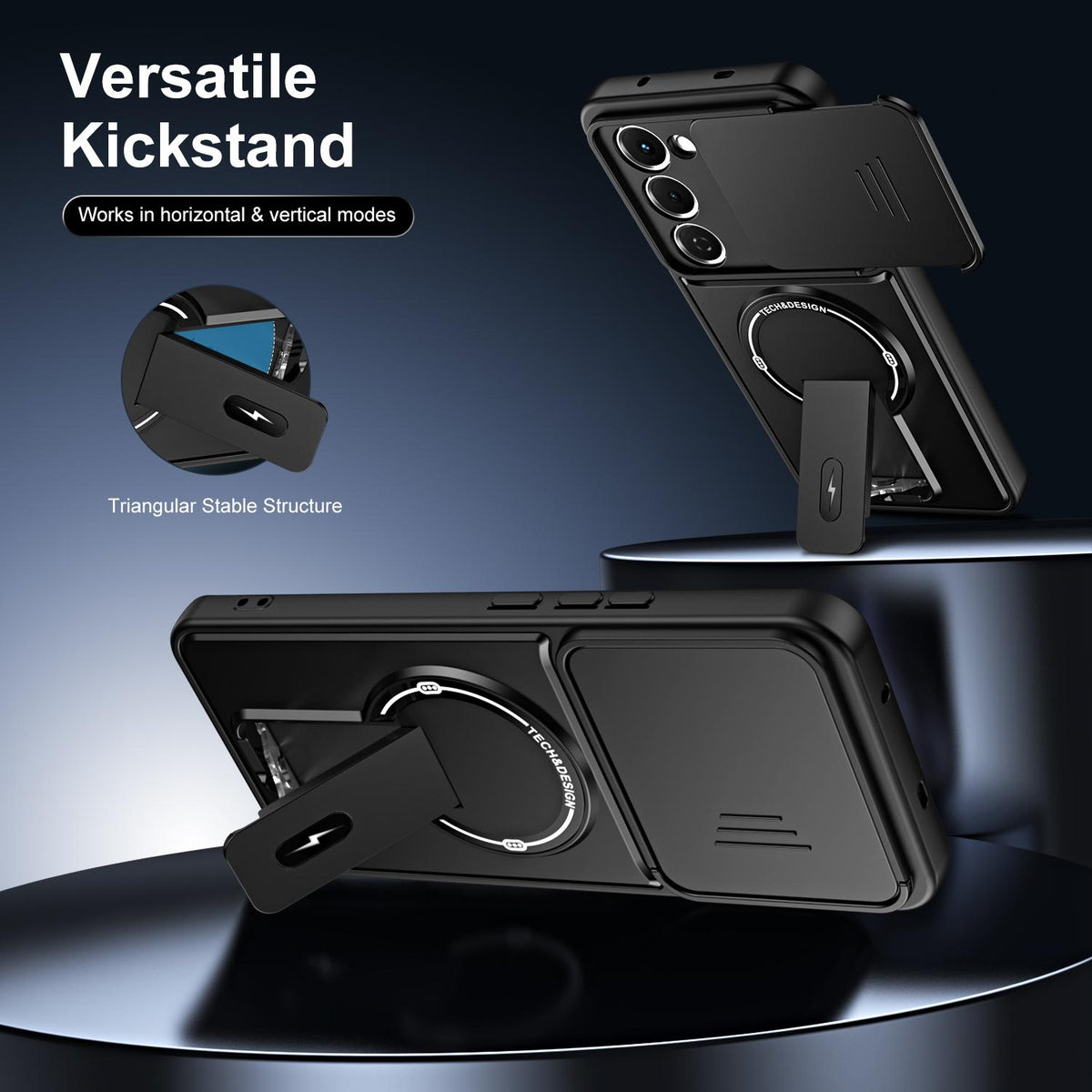 For Tecno Spark 40 Pro Sliding Camshield Holder Magnetic Phone Case - Orange - EDA009987905A