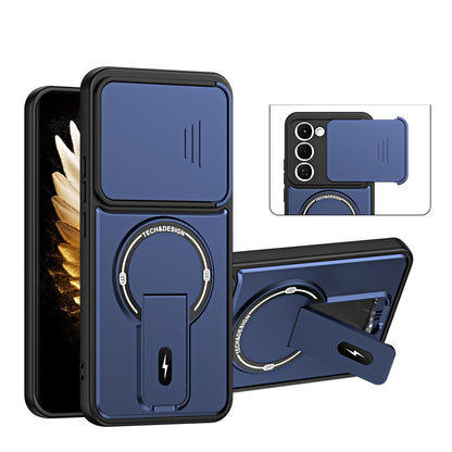 For Tecno Spark 40 Pro Sliding Camshield Holder Magnetic Phone Case - Blue - EDA009987905D