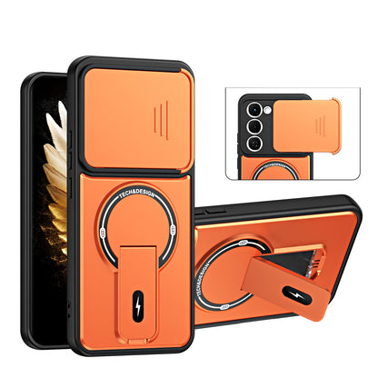 For Tecno Spark 40 Pro+ 4G Sliding Camshield Holder Magnetic Phone Case - Orange - EDA009987906A
