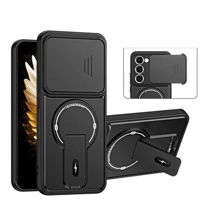 For Tecno Spark 40 Pro+ 4G Sliding Camshield Holder Magnetic Phone Case - Black - EDA009987906B