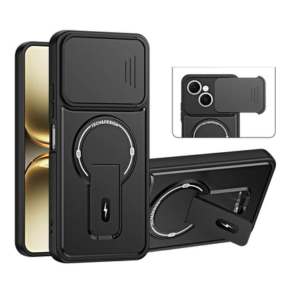 For Tecno Spark 40C Sliding Camshield Holder Magnetic Phone Case - Black - EDA009987907B