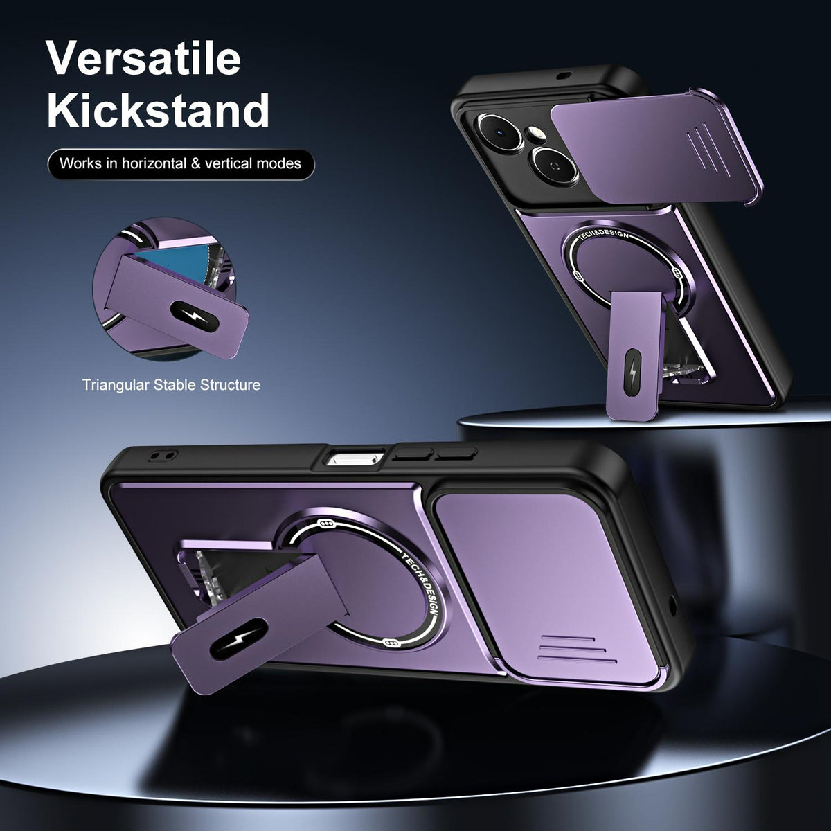 For Tecno Spark 40C Sliding Camshield Holder Magnetic Phone Case - Red - EDA009987907C
