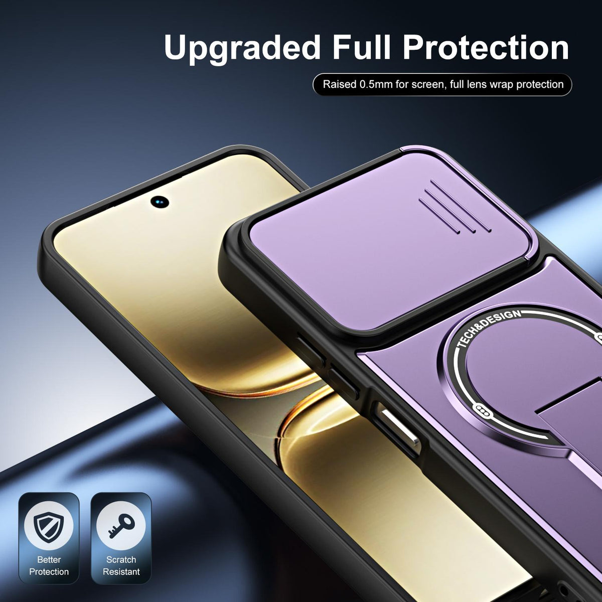 For Tecno Spark 40C Sliding Camshield Holder Magnetic Phone Case - Blue - EDA009987907D