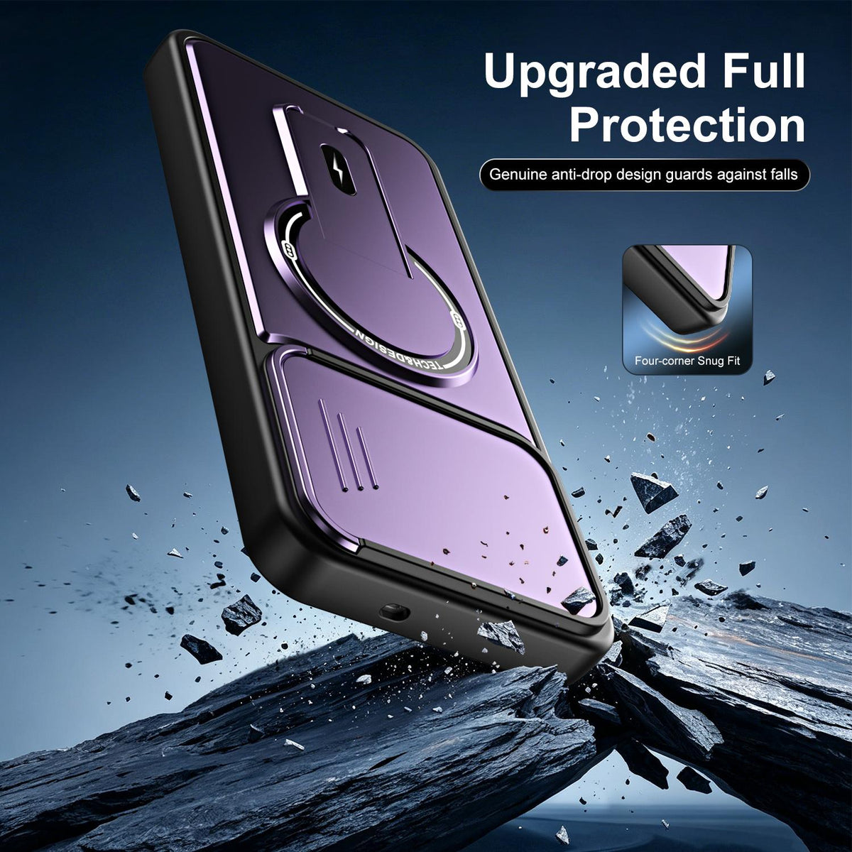 For Tecno Spark 40C Sliding Camshield Holder Magnetic Phone Case - Blue - EDA009987907D