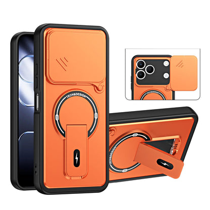 For Tecno Spark 50 4G Sliding Camshield Holder Magnetic Phone Case - Orange - EDA009987908A