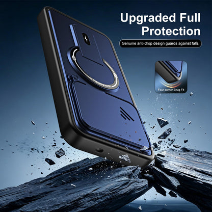 For Tecno Spark 50 4G Sliding Camshield Holder Magnetic Phone Case - Black - EDA009987908B