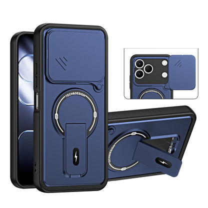 For Tecno Spark 50 4G Sliding Camshield Holder Magnetic Phone Case - Blue - EDA009987908D