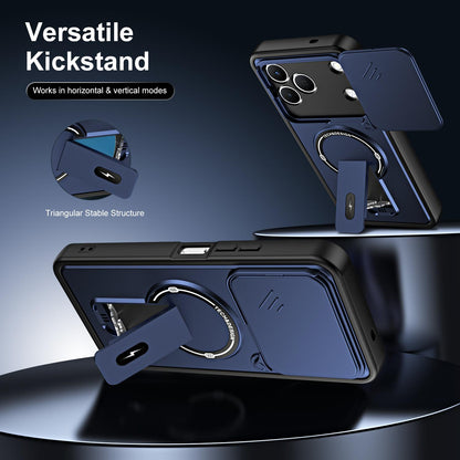 For Tecno Spark 50 4G Sliding Camshield Holder Magnetic Phone Case - Blue - EDA009987908D