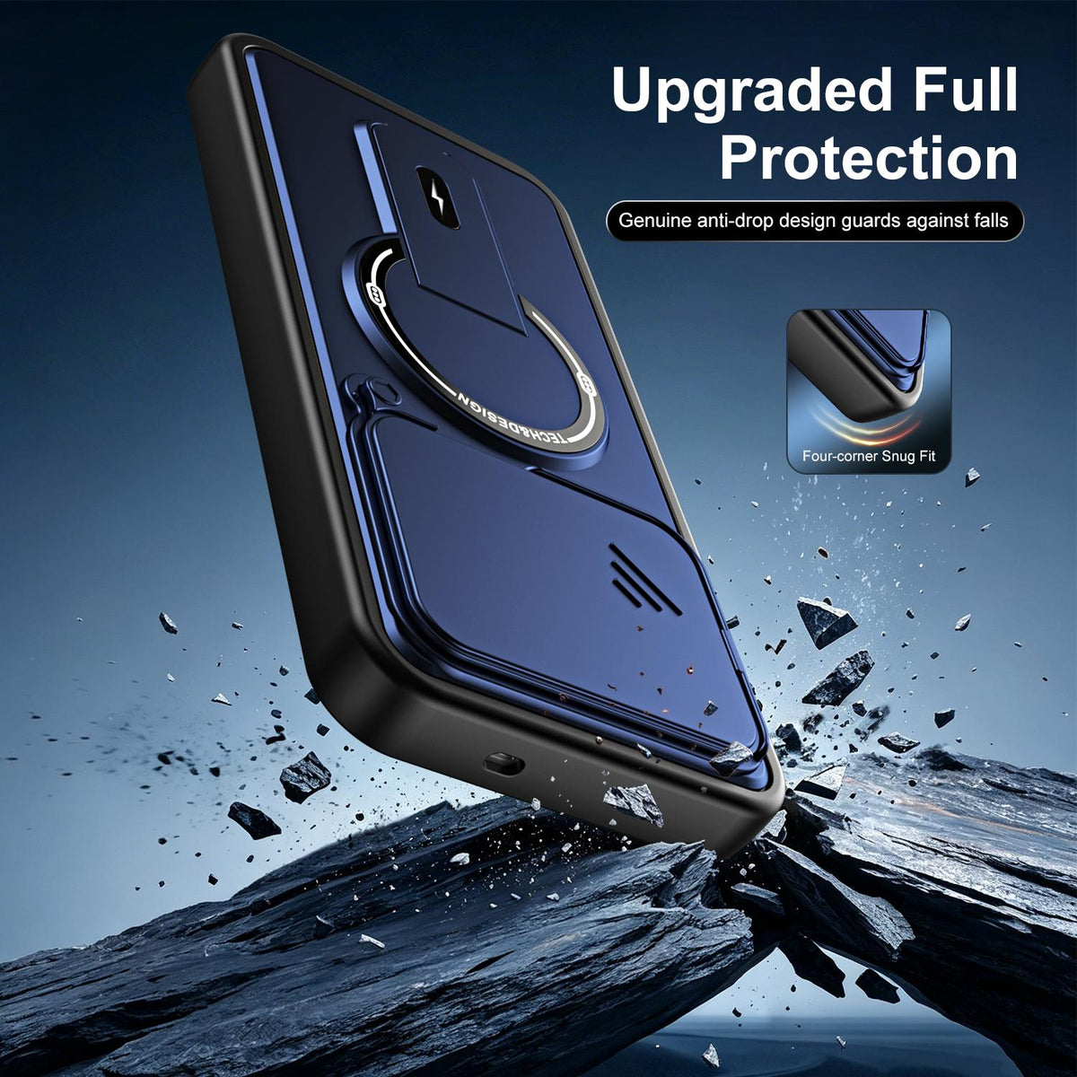 For Tecno Spark 50 4G Sliding Camshield Holder Magnetic Phone Case - Blue - EDA009987908D