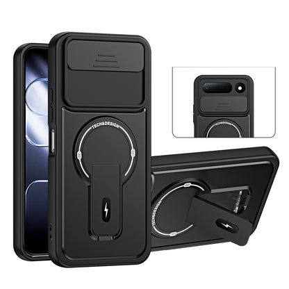 For Tecno Spark 50 5G Sliding Camshield Holder Magnetic Phone Case - Black - EDA009987909B
