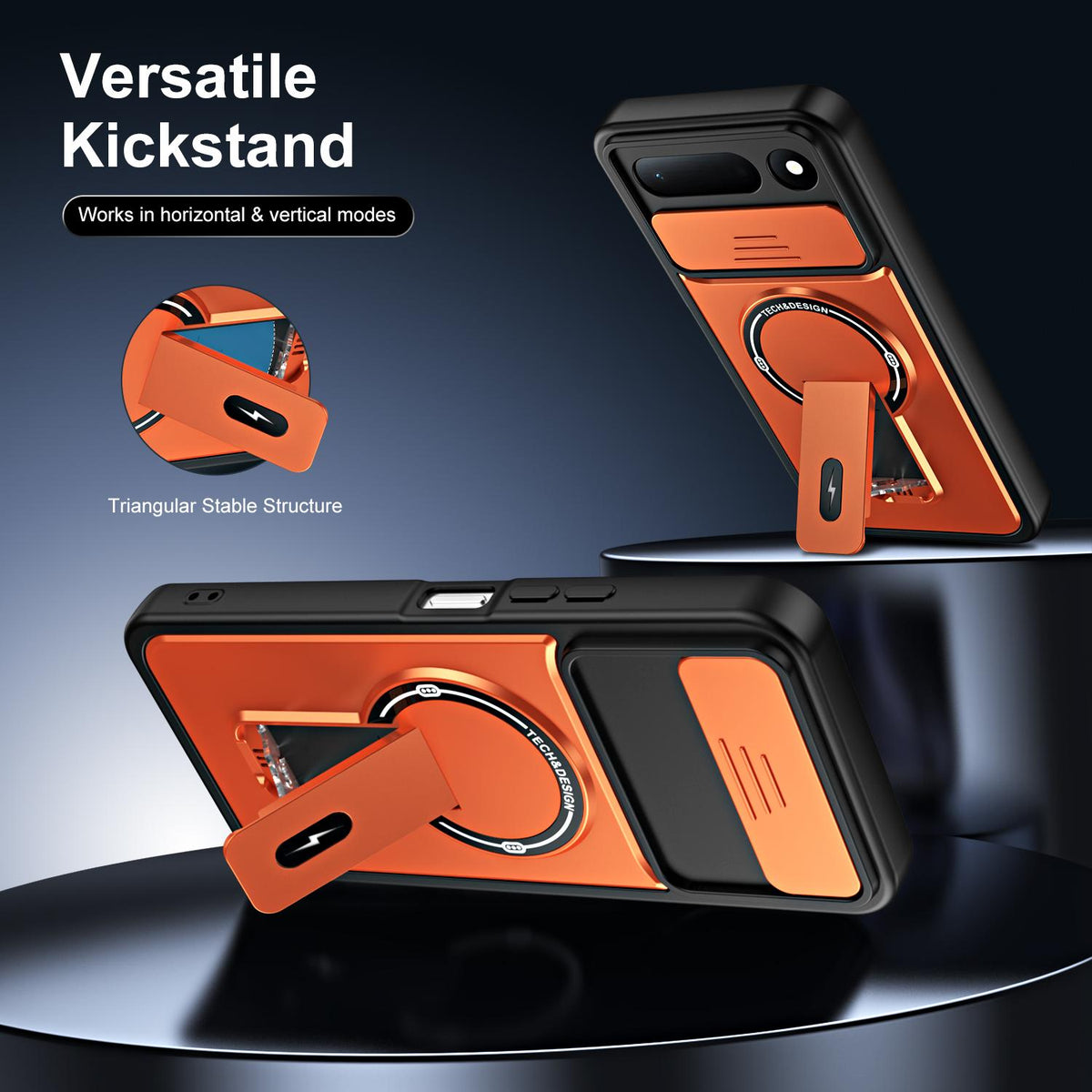 For Tecno Spark 50 5G Sliding Camshield Holder Magnetic Phone Case - Black - EDA009987909B