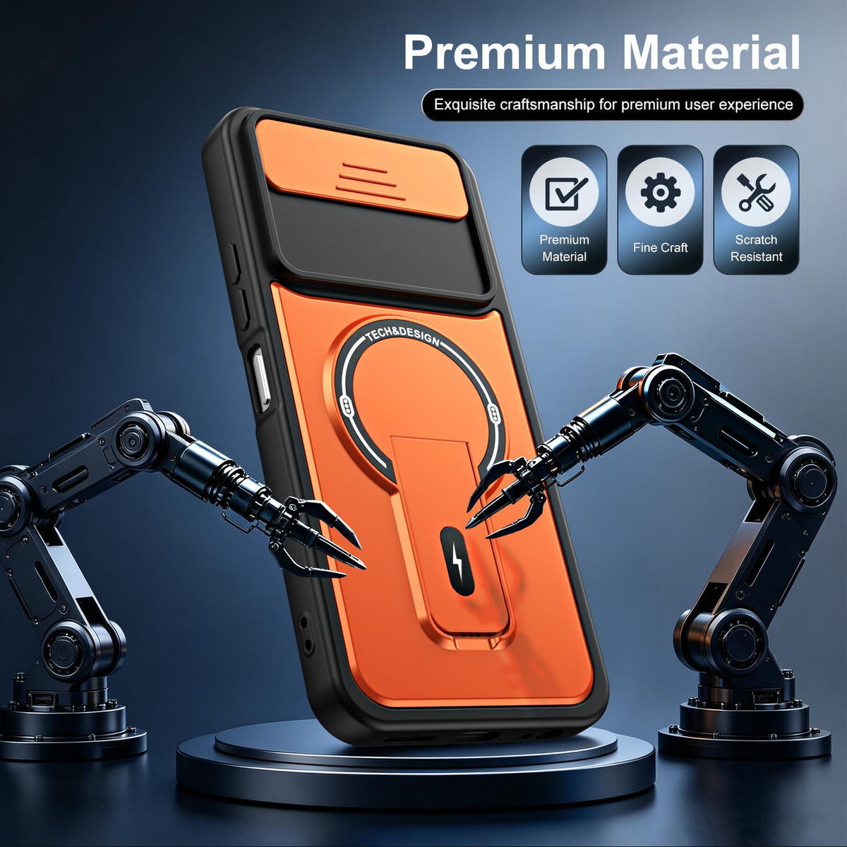 For Tecno Spark 50 5G Sliding Camshield Holder Magnetic Phone Case - Blue - EDA009987909D