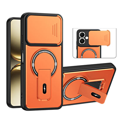 For Tecno Pop 10 / Spark Go 2 Sliding Camshield Holder Magnetic Phone Case - Orange - EDA009987910A