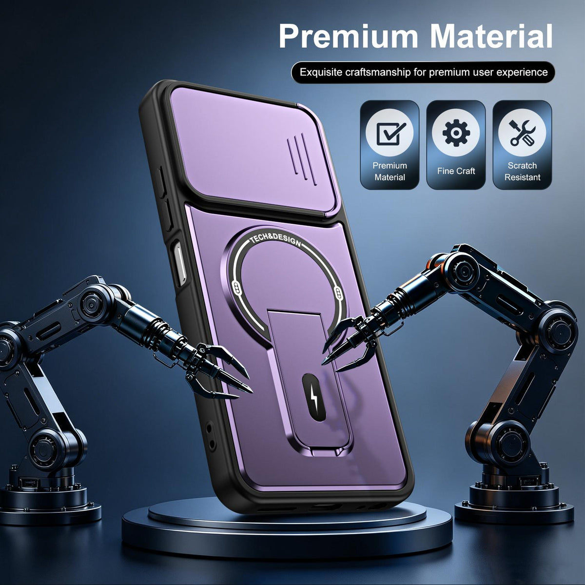 For Tecno Pop 10 / Spark Go 2 Sliding Camshield Holder Magnetic Phone Case - Orange - EDA009987910A