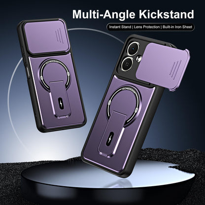 For Tecno Pop 10 / Spark Go 2 Sliding Camshield Holder Magnetic Phone Case - Blue - EDA009987910D