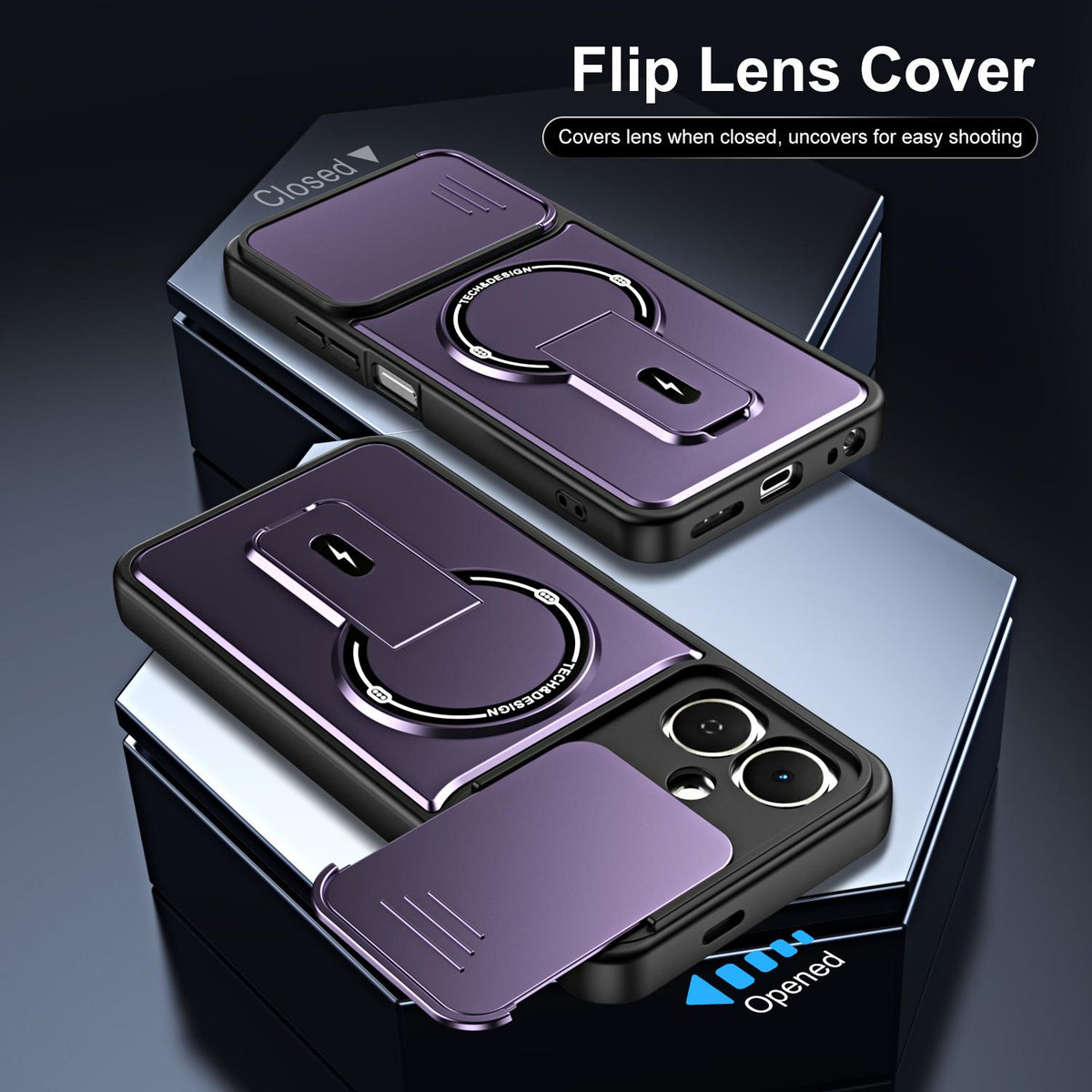 For Tecno Pop 10 / Spark Go 2 Sliding Camshield Holder Magnetic Phone Case - Blue - EDA009987910D