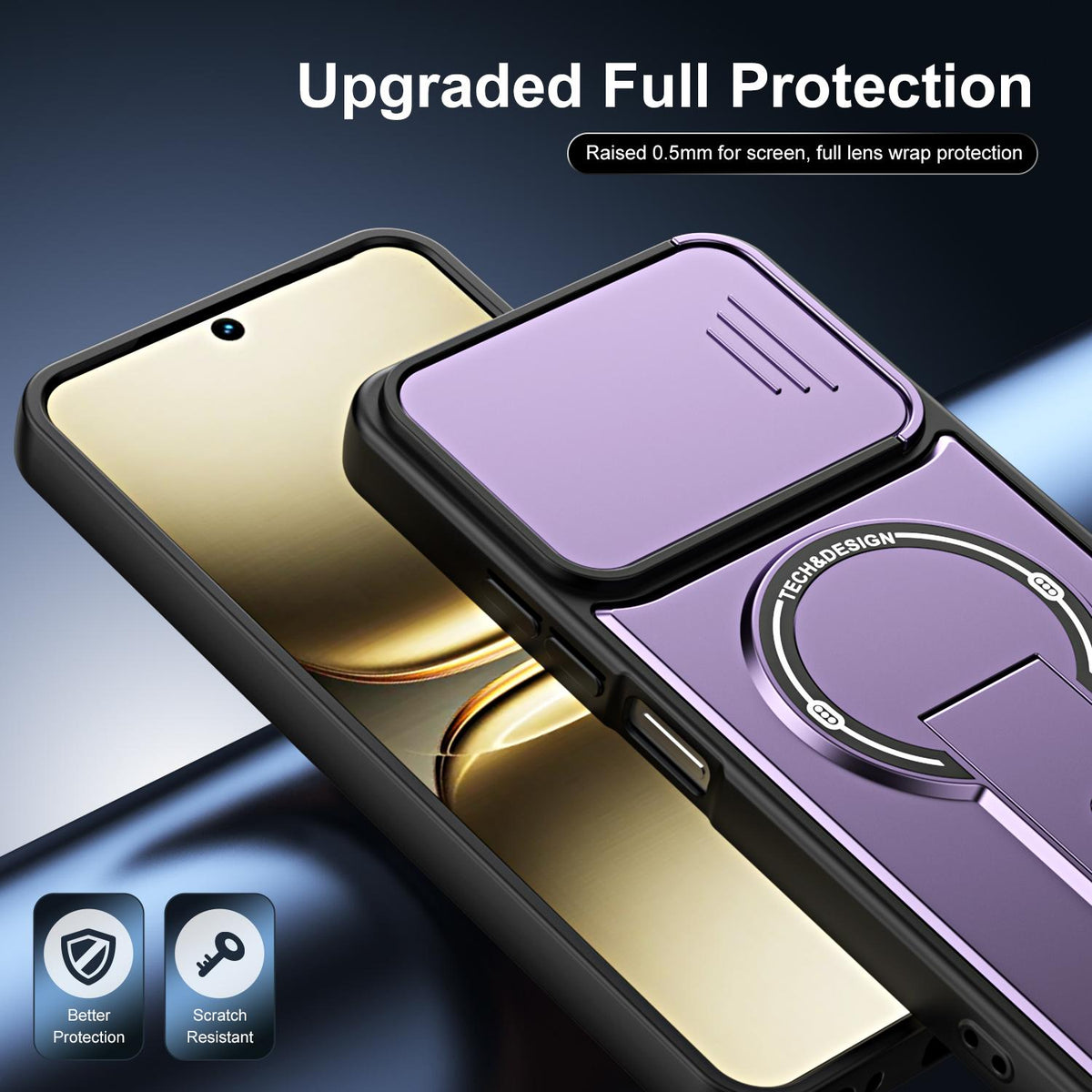 For Tecno Pop 10 / Spark Go 2 Sliding Camshield Holder Magnetic Phone Case - Blue - EDA009987910D
