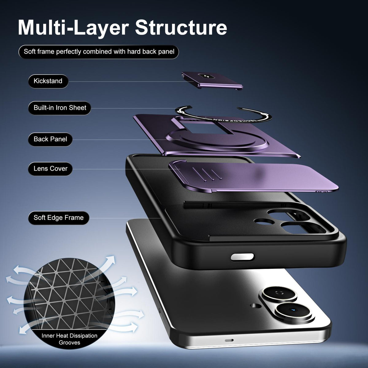 For Tecno Pop 10 / Spark Go 2 Sliding Camshield Holder Magnetic Phone Case - Purple - EDA009987910E