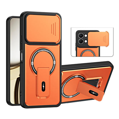 For Tecno Pop 20 / Spark Go 3 Sliding Camshield Holder Magnetic Phone Case - Orange - EDA009987911A