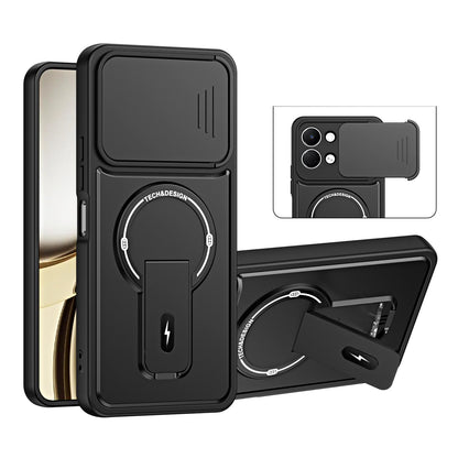 For Tecno Pop 20 / Spark Go 3 Sliding Camshield Holder Magnetic Phone Case - Black - EDA009987911B