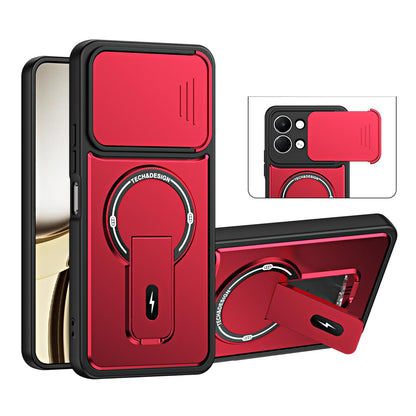 For Tecno Pop 20 / Spark Go 3 Sliding Camshield Holder Magnetic Phone Case - Red - EDA009987911C