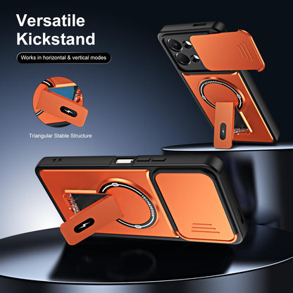 For Tecno Pop 20 / Spark Go 3 Sliding Camshield Holder Magnetic Phone Case - Red - EDA009987911C