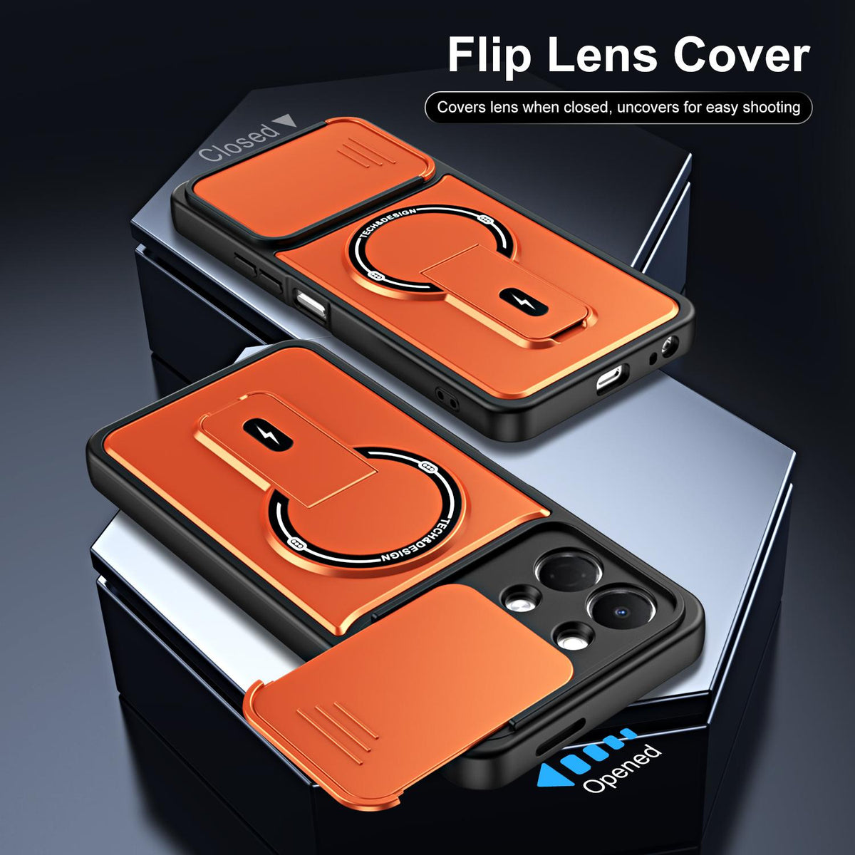 For Tecno Pop 20 / Spark Go 3 Sliding Camshield Holder Magnetic Phone Case - Red - EDA009987911C