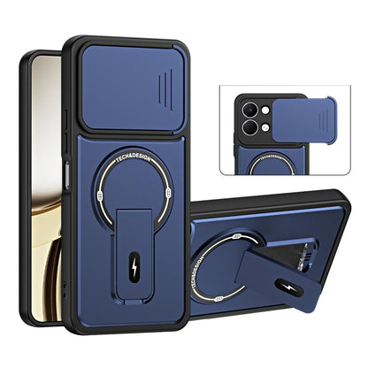 For Tecno Pop 20 / Spark Go 3 Sliding Camshield Holder Magnetic Phone Case - Blue - EDA009987911D