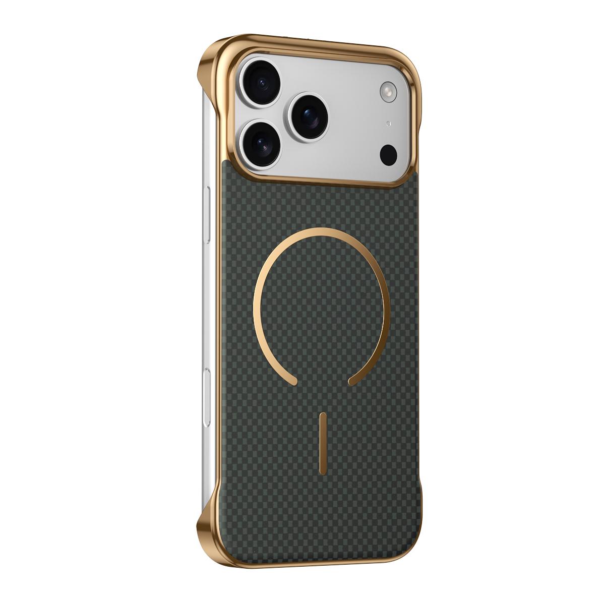 For iPhone 17 Pro Max Borderless Kevlar Texture Electroplated Magnetic Phone Case - Green - EDA009988001E
