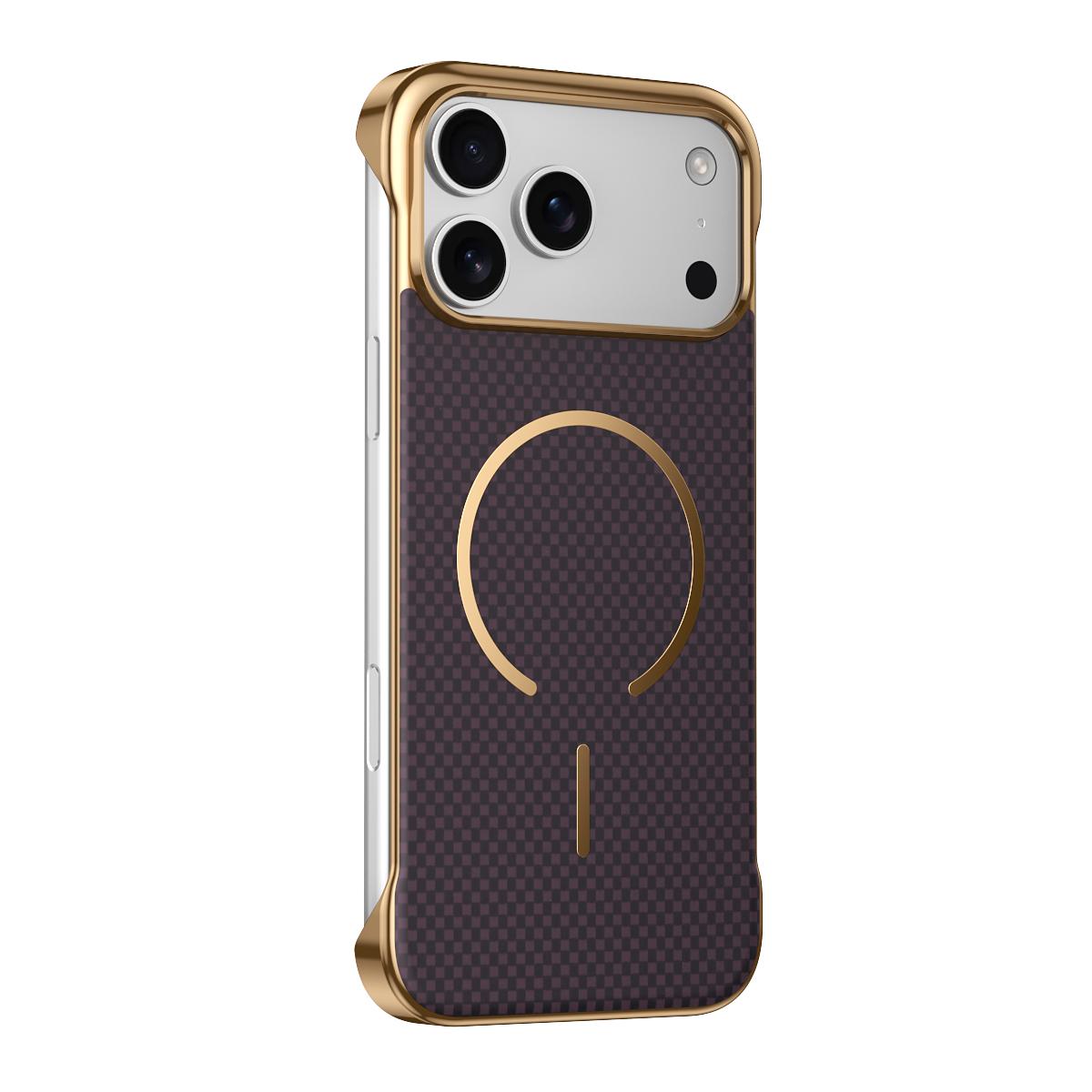 For iPhone 17 Pro Borderless Kevlar Texture Electroplated Magnetic Phone Case - Purple - EDA009988002A