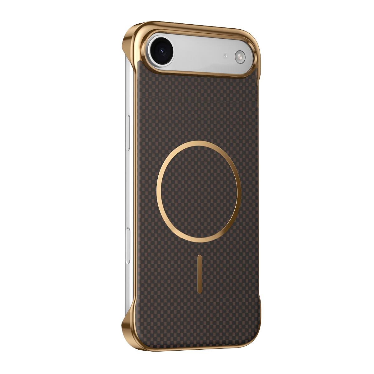 For iPhone Air Borderless Kevlar Texture Electroplated Magnetic Phone Case - Brown - EDA009988004B
