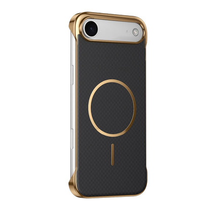 For iPhone Air Borderless Kevlar Texture Electroplated Magnetic Phone Case - Black - EDA009988004C