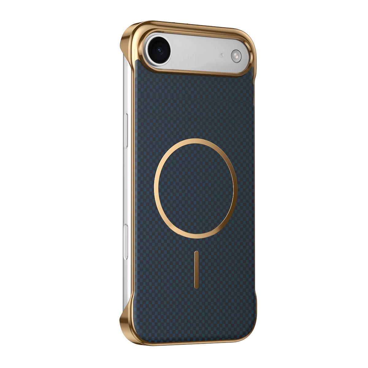 For iPhone Air Borderless Kevlar Texture Electroplated Magnetic Phone Case - Blue - EDA009988004D