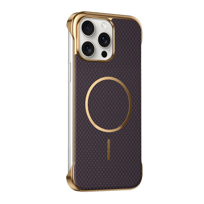 For iPhone 15 Pro Borderless Kevlar Texture Electroplated Magnetic Phone Case - Purple - EDA009988009A