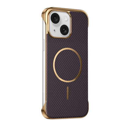 For iPhone 15 Borderless Kevlar Texture Electroplated Magnetic Phone Case - Purple - EDA009988010A