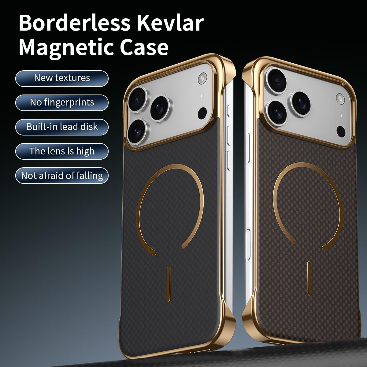 For iPhone 16 Pro Borderless Kevlar Texture Electroplated Magnetic Phone Case - Purple - EDA009988006A